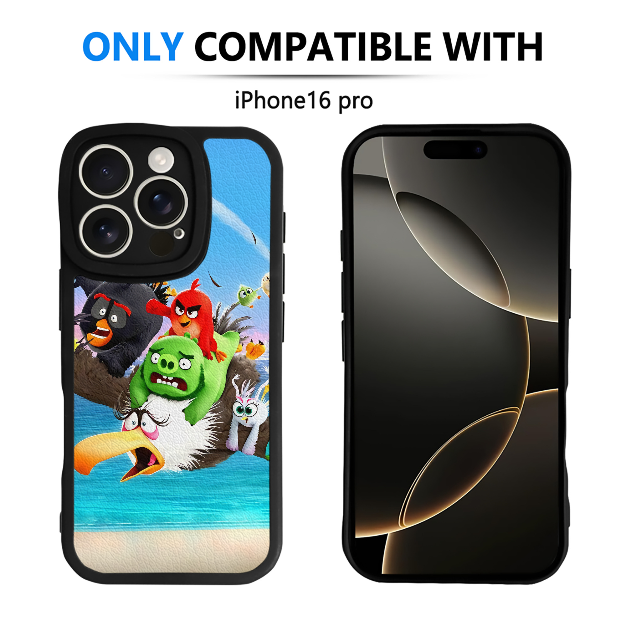 （画像用） Angry Birds アングリーバード 【iPhone 16シリーズ対応】シリコンスマホケース（レザー調） 材質：シリコン